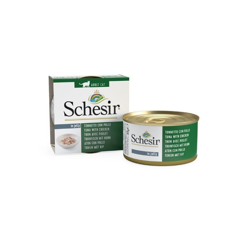 Cibo umido per gatti agras pet foods schesir tonno con pollo in gelatina