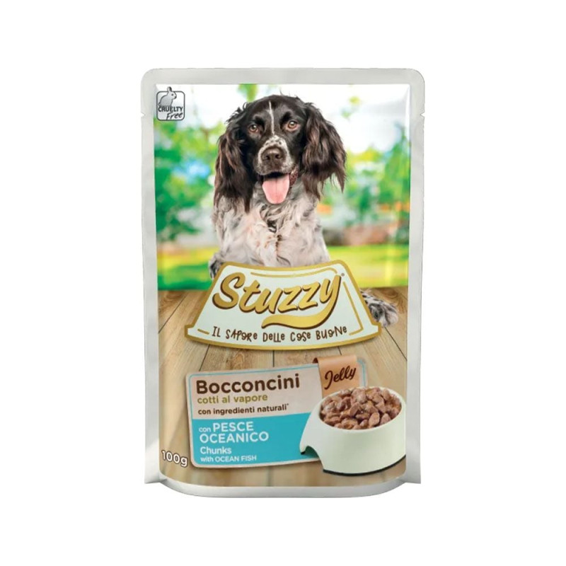 Cibo umido agras pet foods stuzzy pesce di mare in gelatina per cani