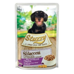 Cibo umido agras pet foods stuzzy sfilaccetti di vitello con pasta