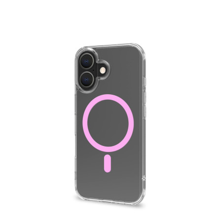 Custodia celly gelskinmag per apple iphone 16 rosa/trasparente [gelskinmag1112p]