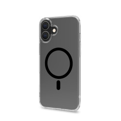 Custodia celly gelskinmag per apple iphone 16 plus nero/trasparente