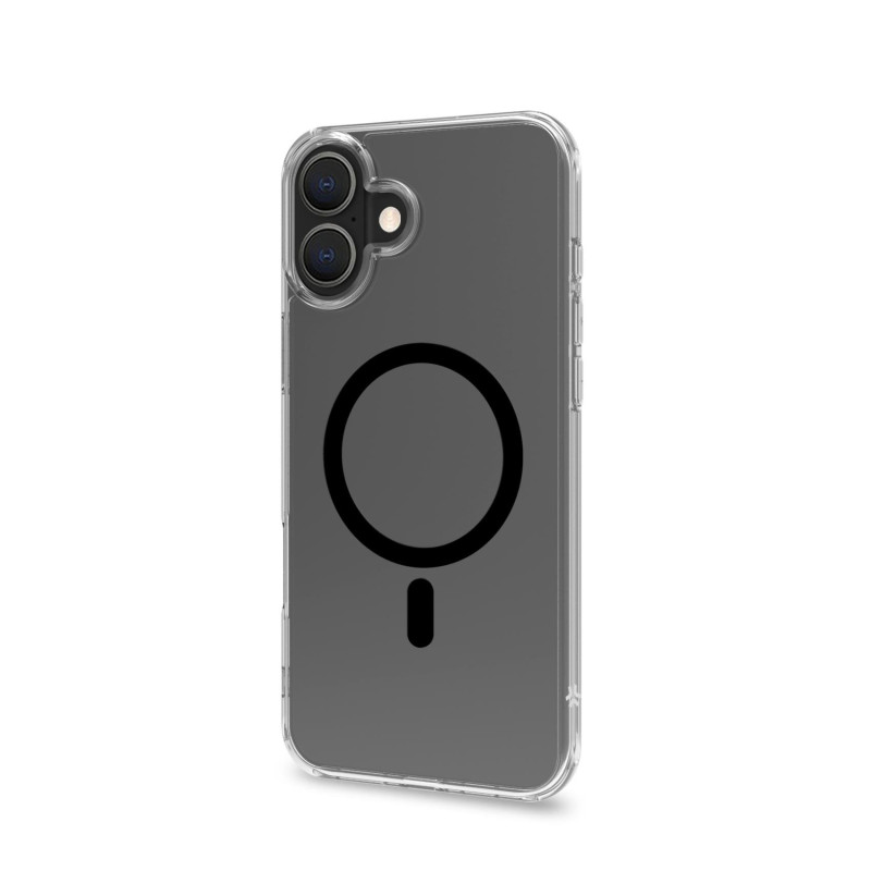 Custodia celly gelskinmag per apple iphone 16 plus nero/trasparente