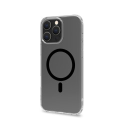 Custodia celly gelskinmag per apple iphone 16 pro max nero/trasparente