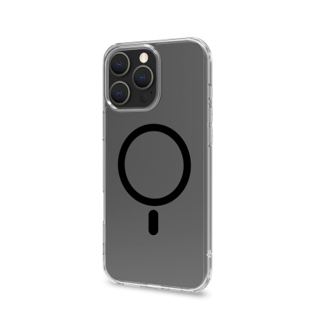 Custodia celly gelskinmag per apple iphone 16 pro max nero/trasparente