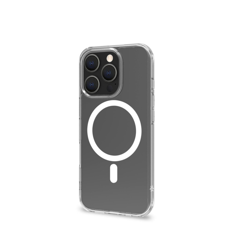 custodia celly gelskinmag per apple iphone 16 pro bianco/trasparente