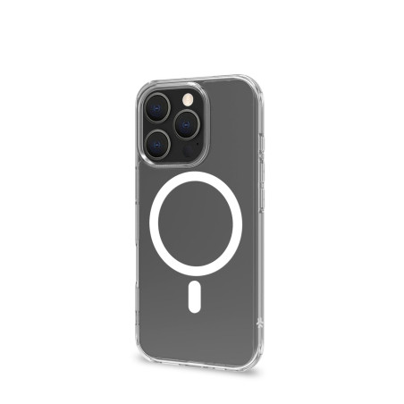 custodia celly gelskinmag per apple iphone 16 pro bianco/trasparente