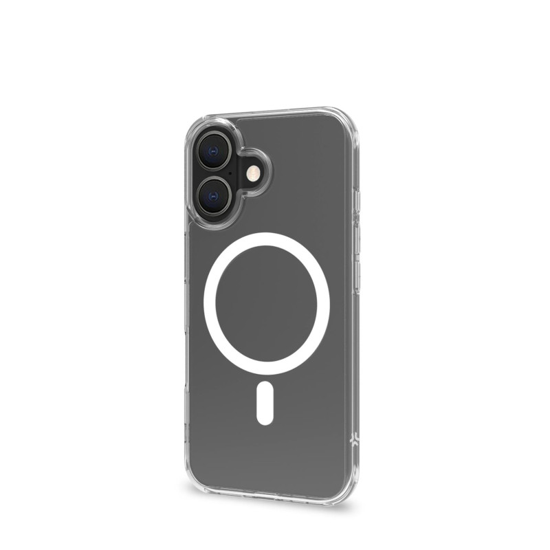 Custodia celly gelskinmag per apple iphone 16 bianco/trasparente