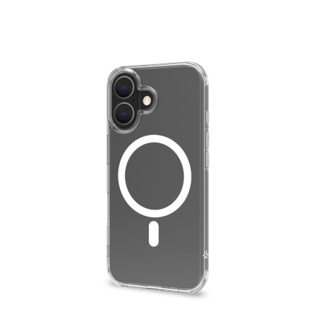 Custodia celly gelskinmag per apple iphone 16 bianco/trasparente