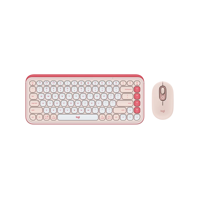 tastiera logitech pop icon combo wireless con mouse ita rosa/bianco