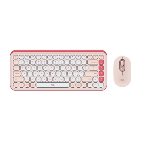 tastiera logitech pop icon combo wireless con mouse ita rosa/bianco