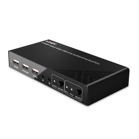 Switch hdmi lindy kvm 4k60 2 porte nero [32809]