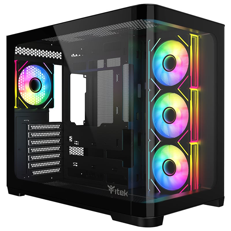 Case itek dark cave curved midi-tower atx/matx nero [itgcadccb]
