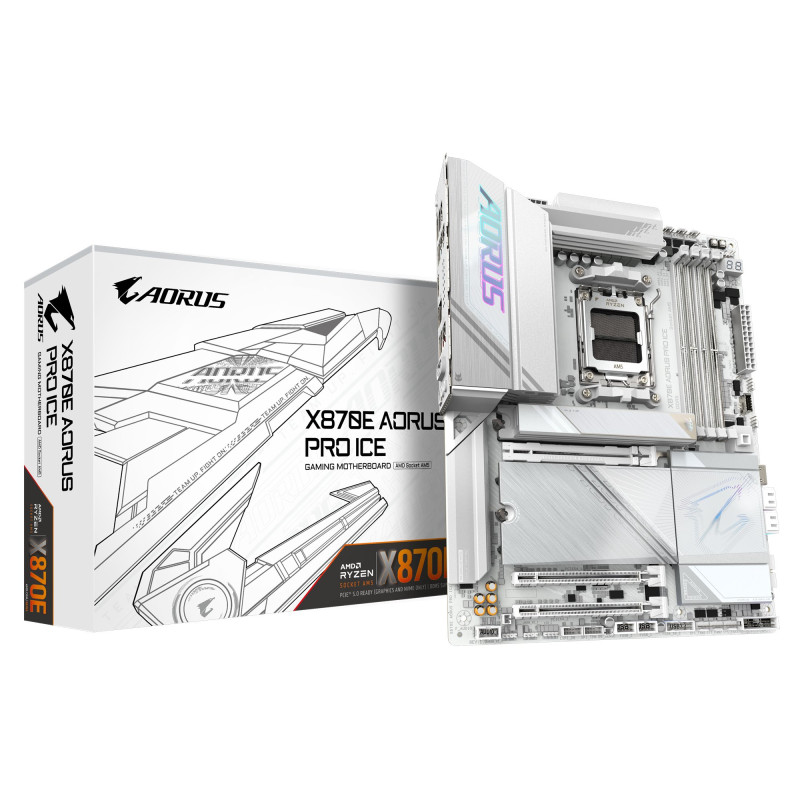Scheda madre gigabyte x870e aorus pro ice am5 atx 4x ddr5 bianco