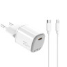 Alimentatore da rete celly + cavo da usb-c a lightning 20w bianco