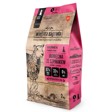 Mangime wiejska zagroda feed agnello con spinaci per cani 2kg