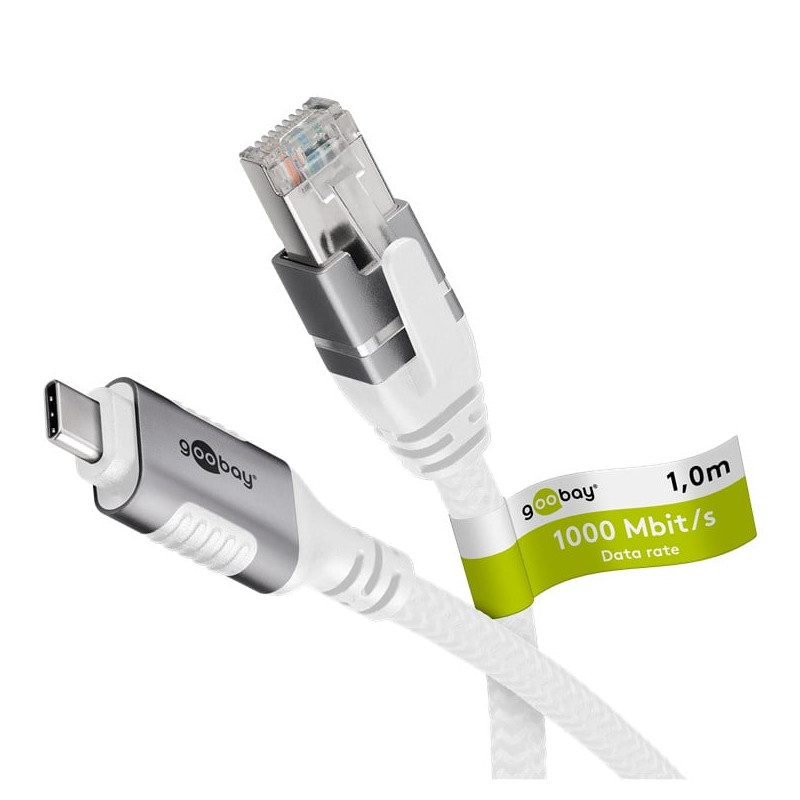 Cavo goobay ethernet usb-c 3.2 gen2 rj-45 1m bianco [74165]