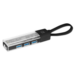 Hub manhattan combo usb 3.0 usb-c/usb-a 4 porte nero/trasparente