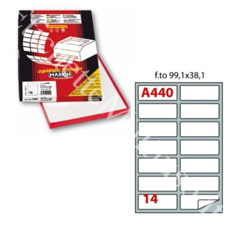 Etichette adesive markin a440 99.1Ã?38.1mm per foglio a4 bianco [x210a440]