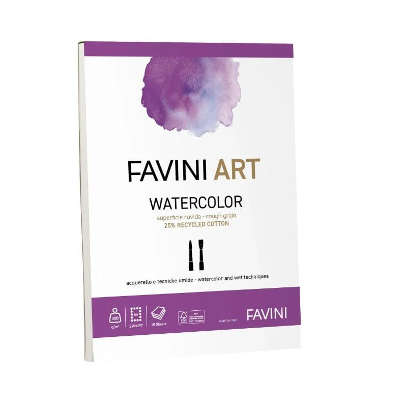 Album da disegno favini per acquerello 10 fogli 21x29.7cm bianco