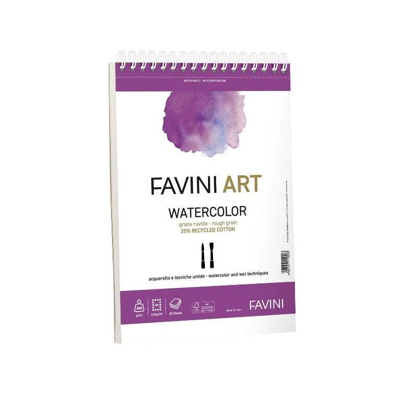 Album favini art spiralato watercolor 20fogli 23x29.7cm bianco [a290024]