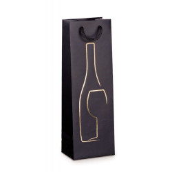 Borsa rex per bottiglia in carta kraf tinta unita nero [sdhot12 174d]