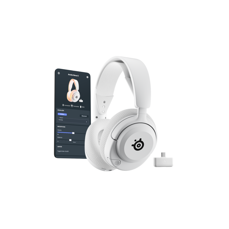 Cuffie steelseries arctis nova 5 wireless da gioco bianco