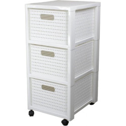 Cassettiera rotho country in plastica con 3 cassetti e 4 ruote 71.2x32.5x37.5cm