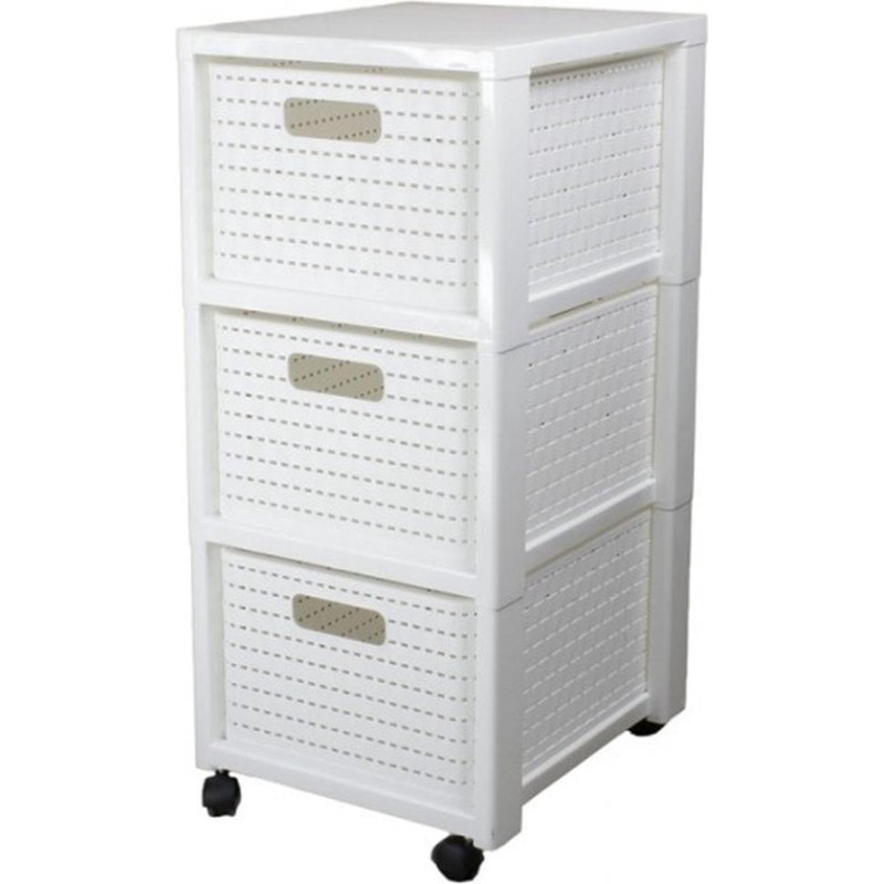 Cassettiera rotho country in plastica con 3 cassetti e 4 ruote 71.2x32.5x37.5cm