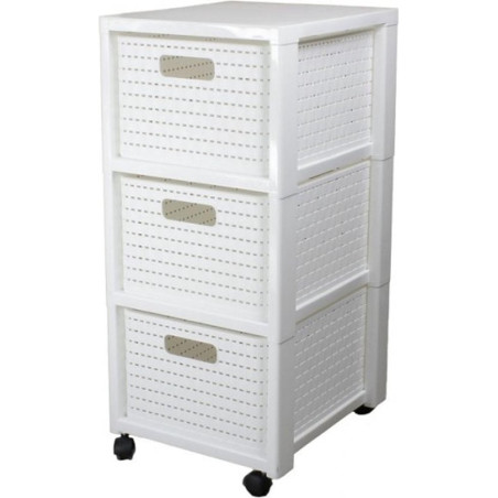 Cassettiera rotho country in plastica con 3 cassetti e 4 ruote 71.2x32.5x37.5cm
