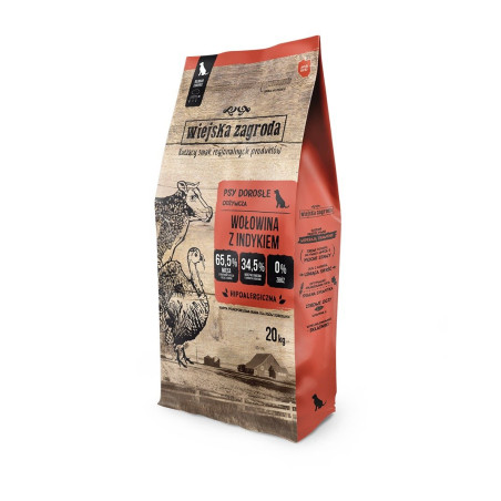 Mangime wiejska zagroda cibo secco per cani con tacchino e manzo