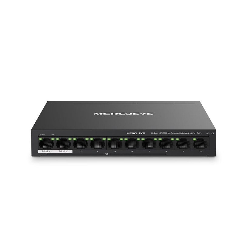 Switch mercusys ms110p gestito 10 porte fast ethernet 10/100 nero