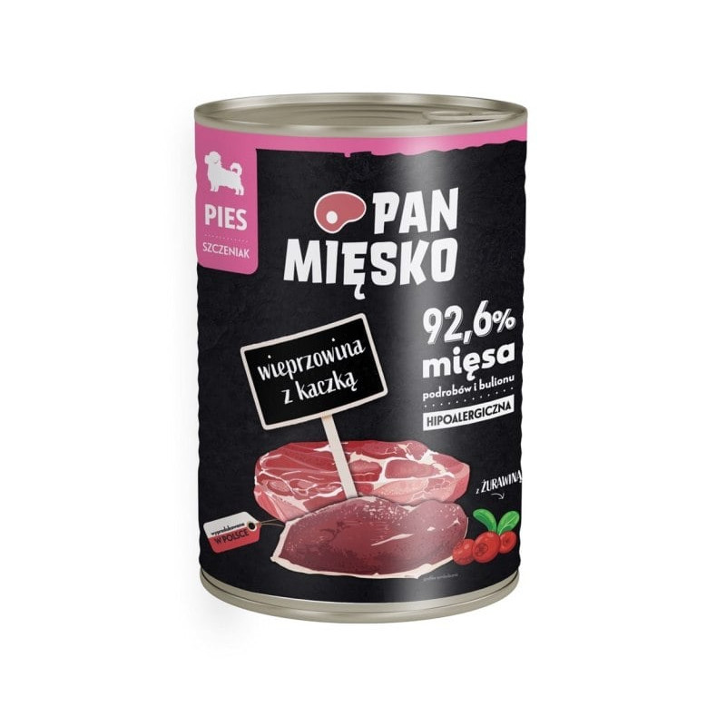 Cibo umido pan miÄ?sko maiale impanato con anatra per cuccioli 400g