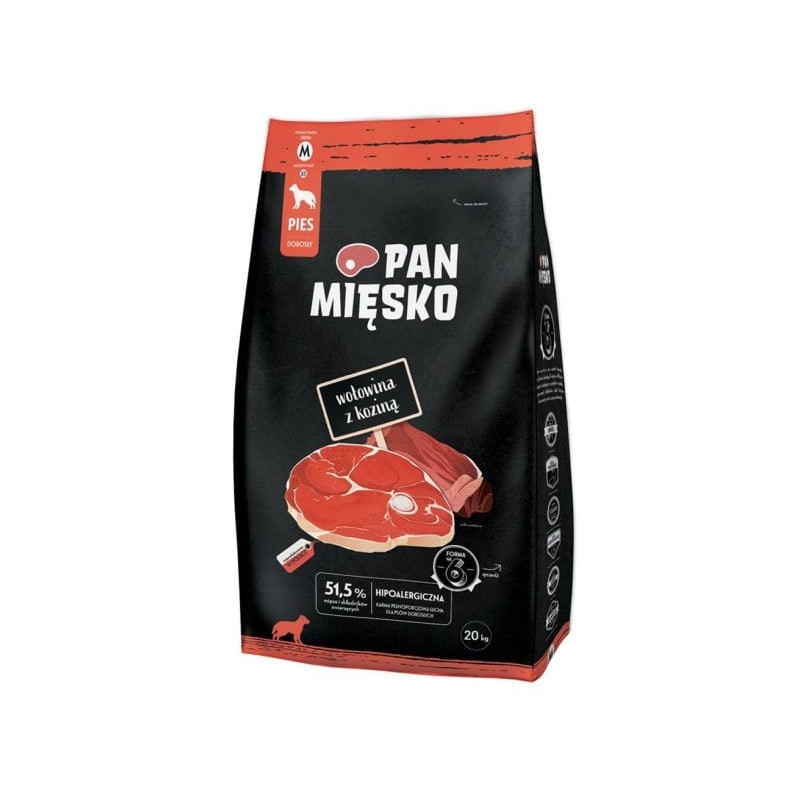 Cibo secco pan miesko manzo e capra m per cani 20kg