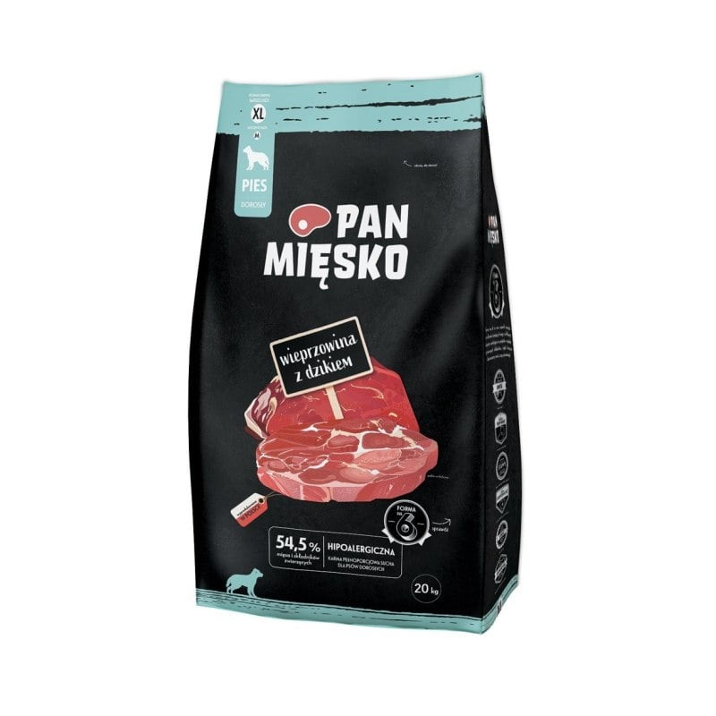 Cibo secco pan miesko maiale con cinghiale xl per cani 20kg