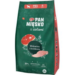 Cibo secco pan miesko carne fritta alle erbe manzo e coniglio per