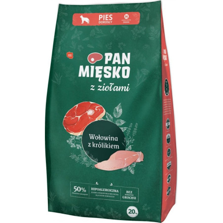 Cibo secco pan miesko carne fritta alle erbe manzo e coniglio per