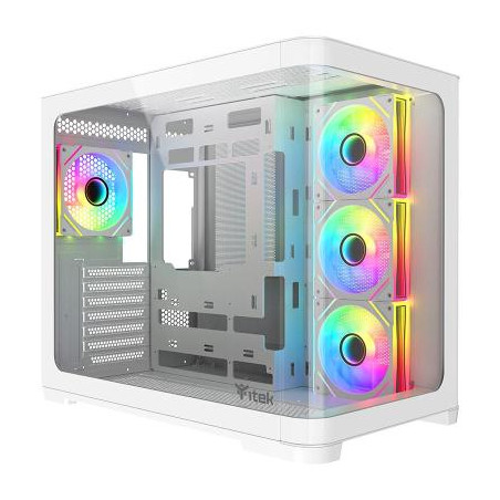 Case itek dark cave curved tower atx argb bianco [itgcadccw]
