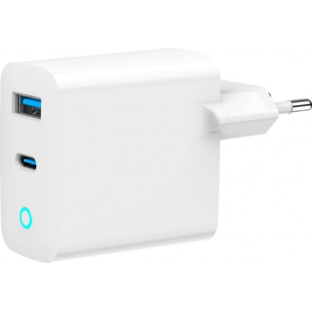 Caricabatterie gembird gan 2xusb-c/a 3.0 30w bianco [azgemul00000032]