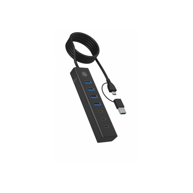 Hub usb icybox ib-hub1737-c3 usb 3.0 tipo a/c 7 porte nero