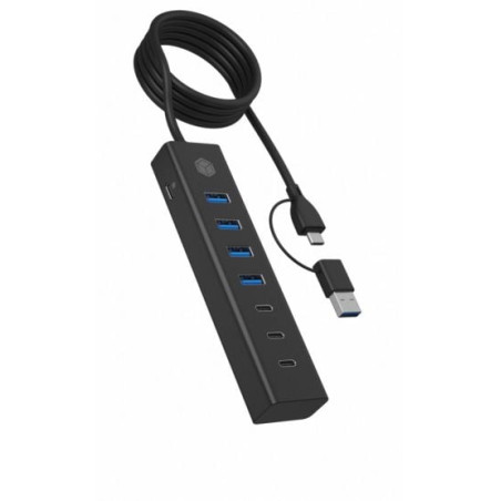 Hub usb icybox ib-hub1737-c3 usb 3.0 tipo a/c 7 porte nero