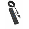 Hub usb icybox ib-hub1737-c3 usb 3.0 tipo a/c 7 porte nero