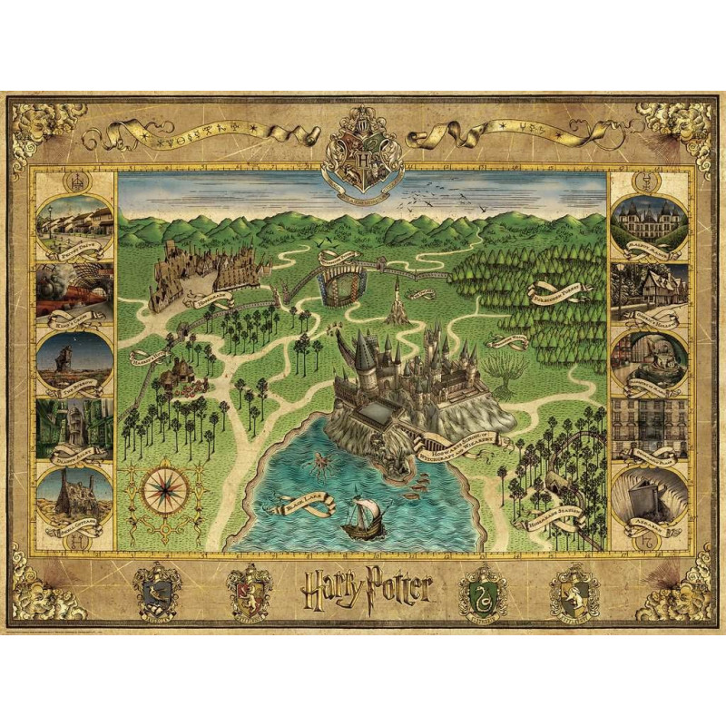 Puzzle ravensburger harry potter mappa di hogwarts multicolore 1500pz