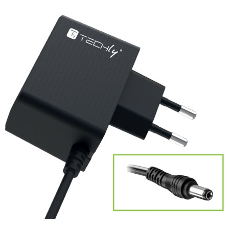 Alimentatore techly ac/dc 5v 1a spina 5.5x2.1mm slim nero