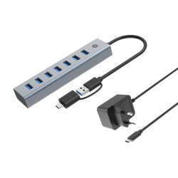 Hub usb3.0 conceptronic hubbies21gp 7 porte con adattatore di alimentazione