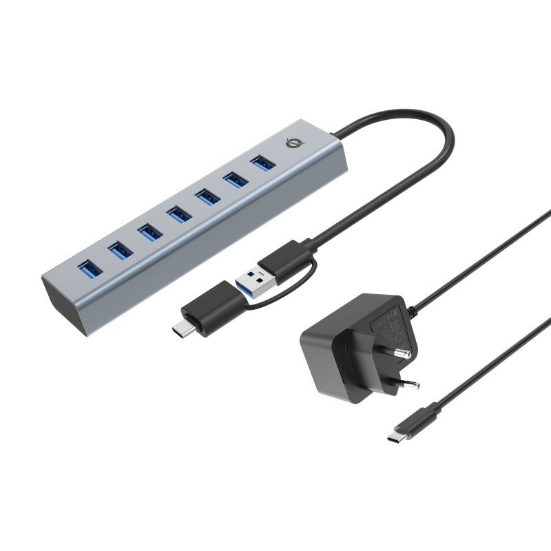 Hub usb3.0 conceptronic hubbies21gp 7 porte con adattatore di alimentazione