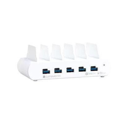 Base di ricarica per tablet compulocks usb-c a 5-porte bianco