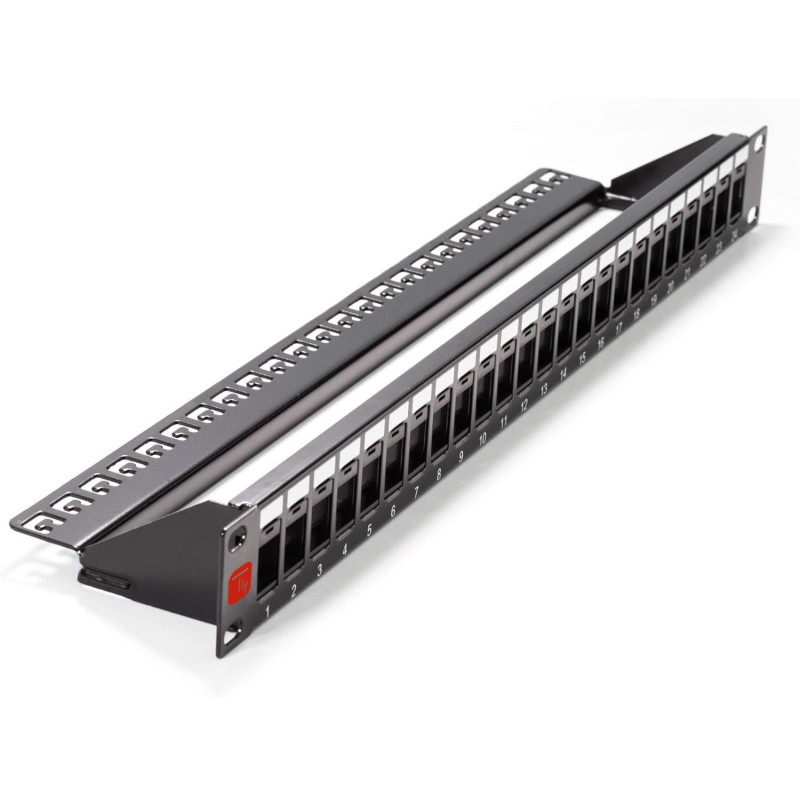 Pannello patch techly senza frutti 24 porte 1u nero