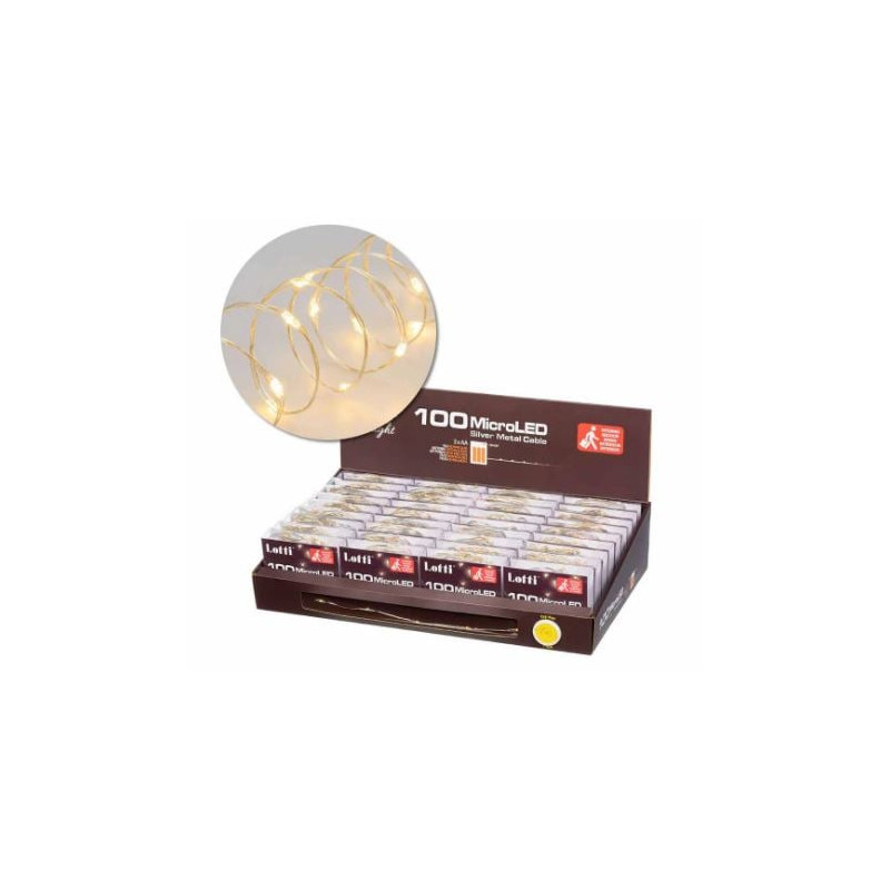 Catena luminosa lotti 10m 100 microled bianco caldo [65857]