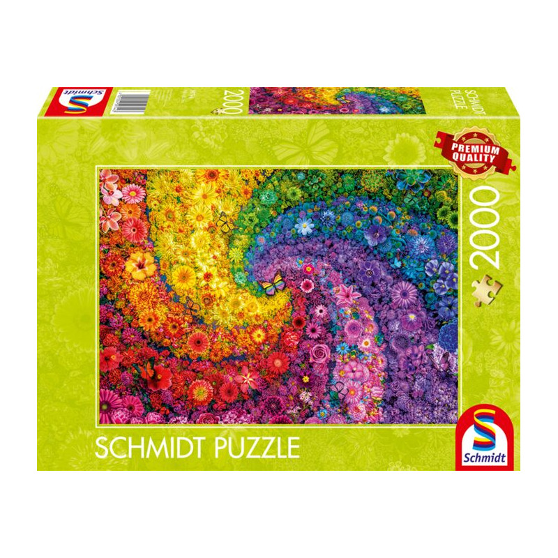 Puzzle schmidt spiele 59744 vortice di fiori colorati 2000pz multicolore