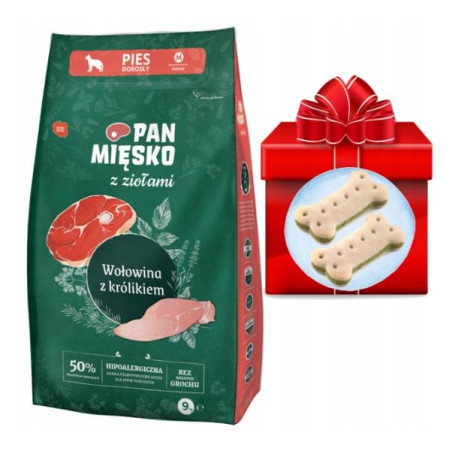 cibo secco pan miesko con erbe manzo coniglio m per cani 9kg
